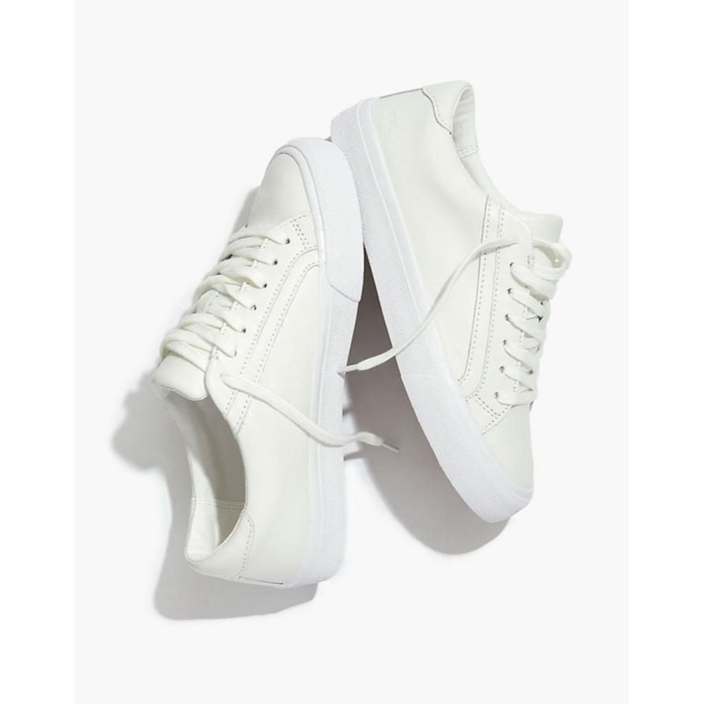 Madewell Sidewalk Low-Top Sneakers in Leather White